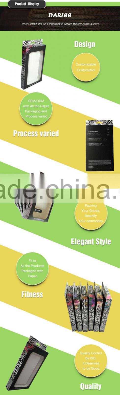 Hot sale different design embossed UV custom logo recyclable blister tray package box for iphone case