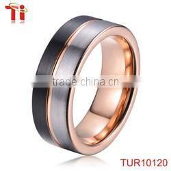 two-tone tungsten ring, gold and blue tungsten wedding band ring