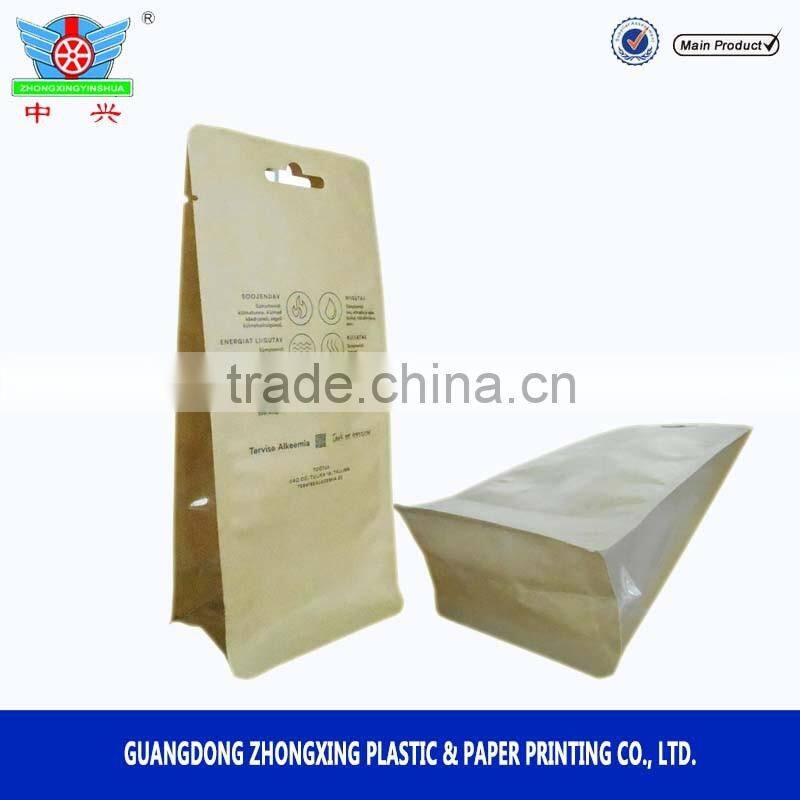 food grade laminated flat bottom snack paper bag with side window