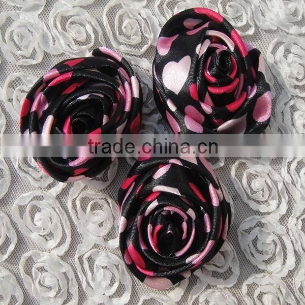 Direct manufacturer cheap item to sell ribbon satin rose flower artificial design for holiday/party/tutu dress supplies