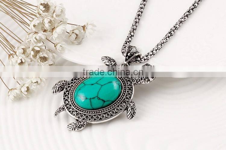 Animal bracelet necklace earring set alloy 4pcs turquoise tortoise jewelry sets