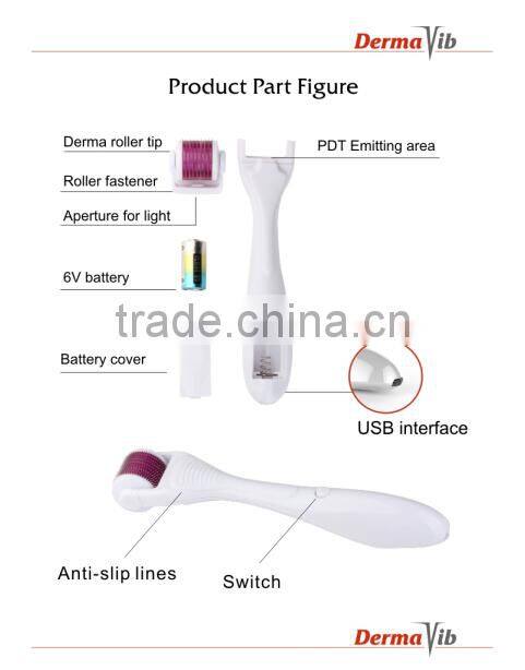 2015 Newest!!! 5 in 1 dermaroller with Massage+ PDT+ 540 needles derma vib