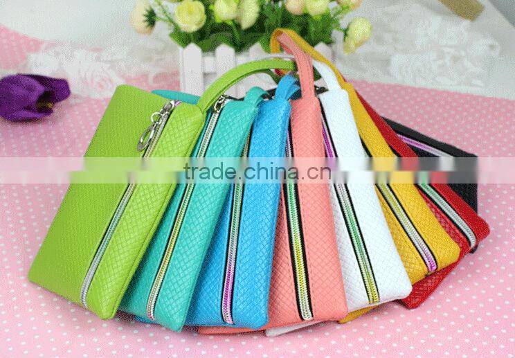 Beauty Women Coin Purse Wallet Woven Mobile Phone Pouch Case Candy Color Mini hand Bag New