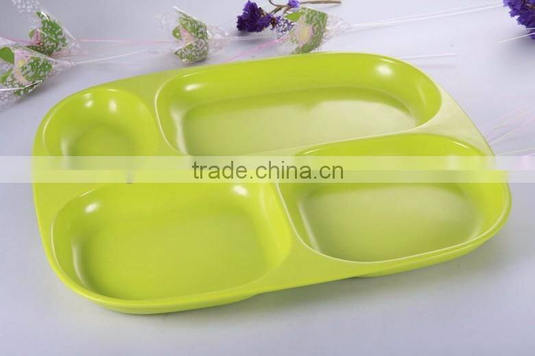 Special shape three grids melamine lunch tray for children, biodegradable lunch trays