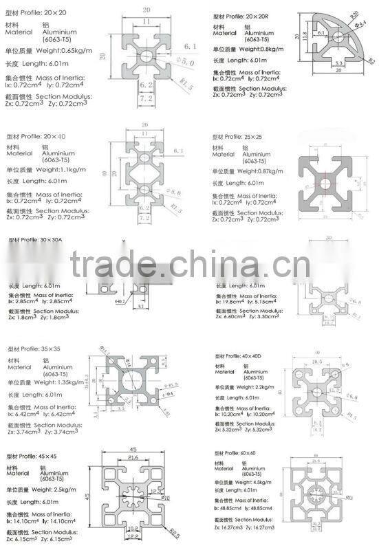 Aluminium Sigma profile anodized colors as requirement