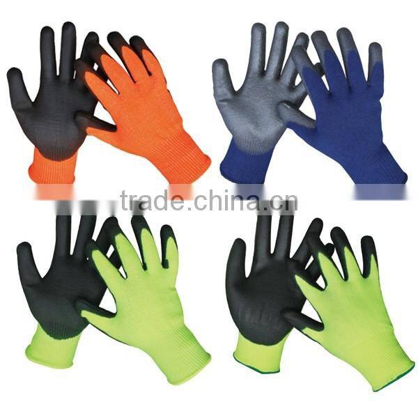 Kingphone soft liner coated pu cut working gloves,cut resistant gloves