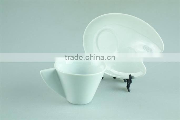 White stock cafe cup and saucer, mini coffee cup and saucers with spoon factory cheap price