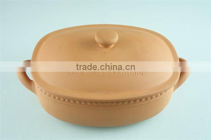 Ceramic rectangular terracotta clay pots turren with lid, soup pot serv dish 5.5 L capacity