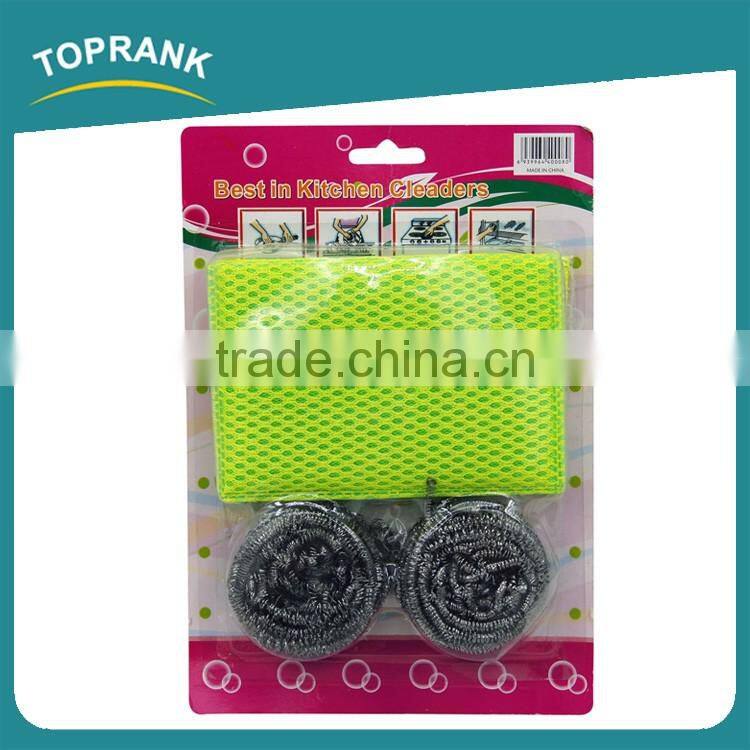 Toprank Kitchen Cleaning Ball Stainless Steel Dish Scrubber Pot Pan Metal Scourer With Kitchen Mesh Sponge Scourer