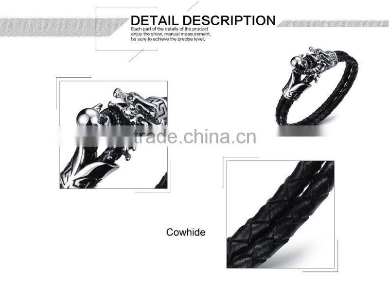 Men's Leather Bracelets 316L Stainless Steel jewelry genuine leather bracelet