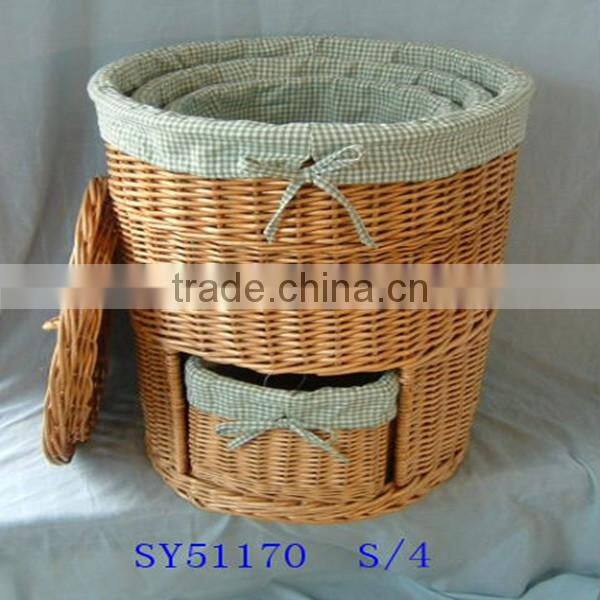 woven colored rattan laundry basket set