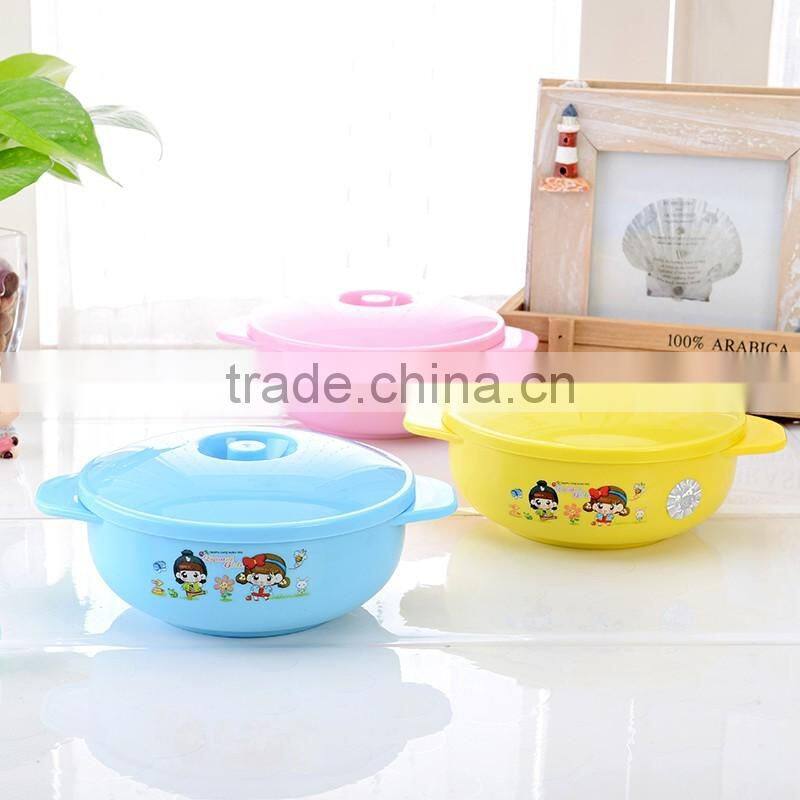 2016 New style colorful plastic baby use Thermal stainless steel bowl