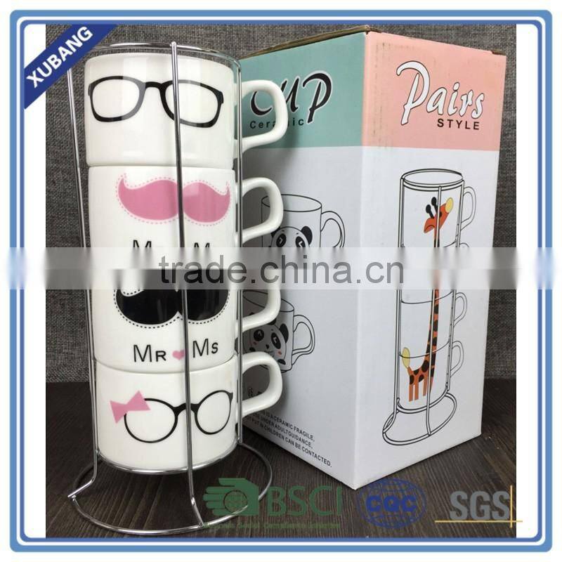 200ml set of ceramic folding cup with metal rack
