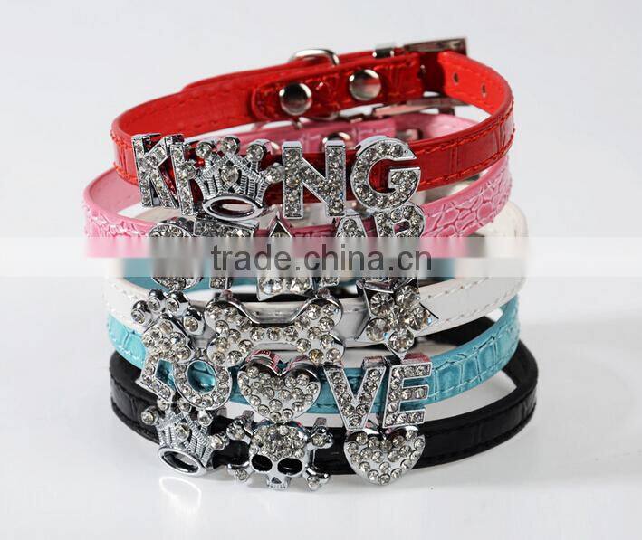 Pet Collar Strong Tough Dog Collars Fashion Pu Leather Dog Collar with letter