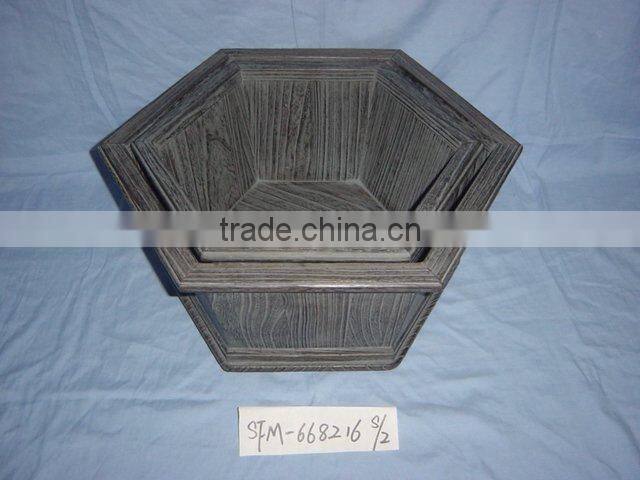 big wooden flower pot for garden decoration