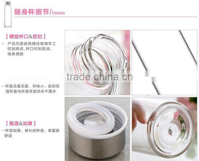 Borosilicate Glass water Bottle Container with Nylon Water Bottle Sleeve