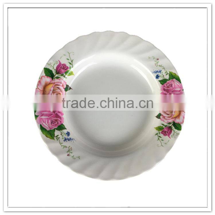 10inch Rose printed round plastic wave plate for wedding