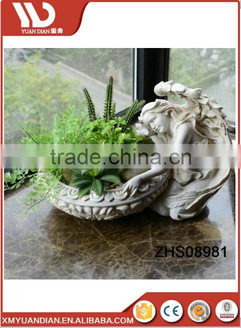 2017 new wholsale angel flower fairy polyresin figurine pot
