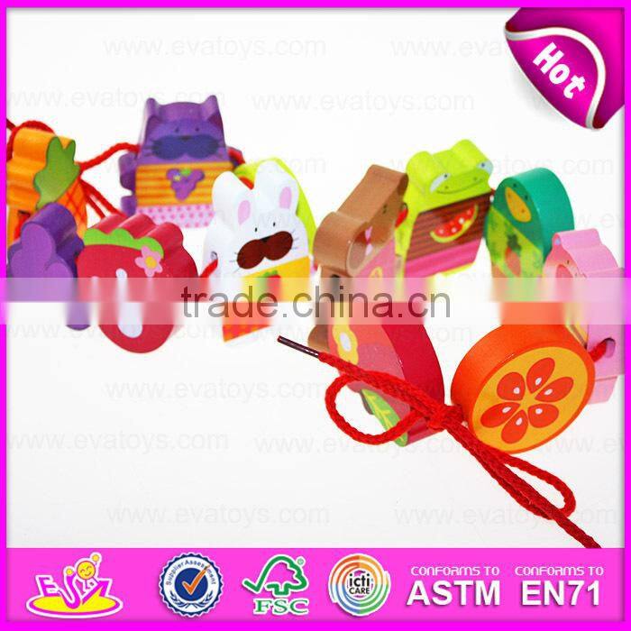 2015 Wooden Happy Threading Toys for Kids,Children DIY hand threading toy,Threading educational kids wooden blocks toy W11E041