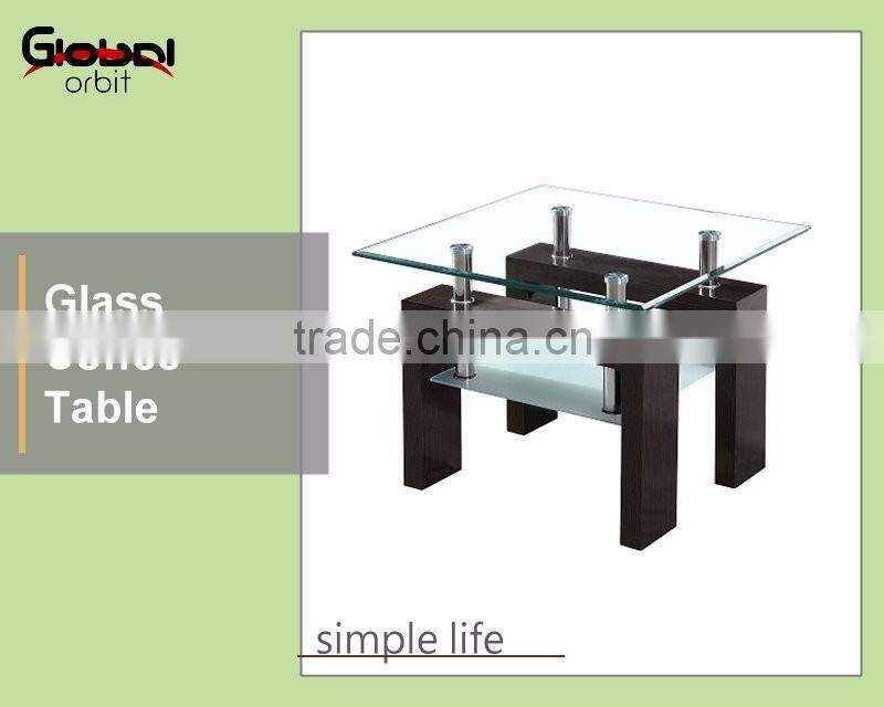 New Design Living Room Furniture Plastic Base With Glass Top Coffee Table