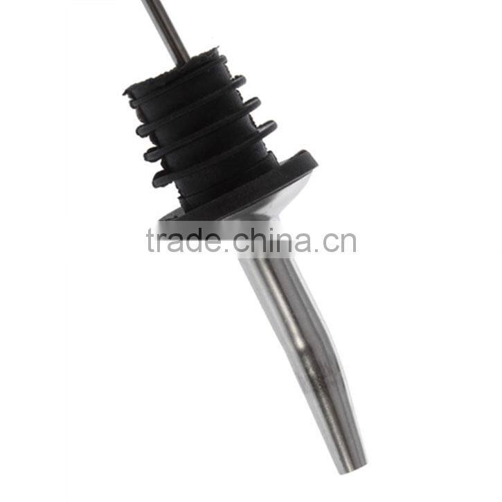 Stainless Steel Liquor Spirit Wine Bottle Pourer Free Flow Spout Rubber Stopper Drip Stop Wine Pourer Wine Measured Pourer