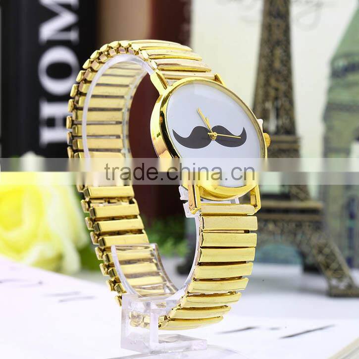 New Mustache Pattern Quartz Winner Watch With Metal Band