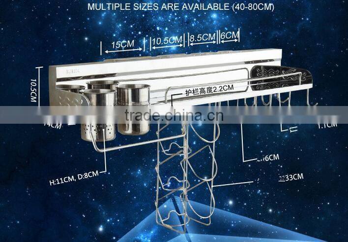 Cheap oem high end multi 304 stainless steel Wall Mounted storage holder rack as seen on tv