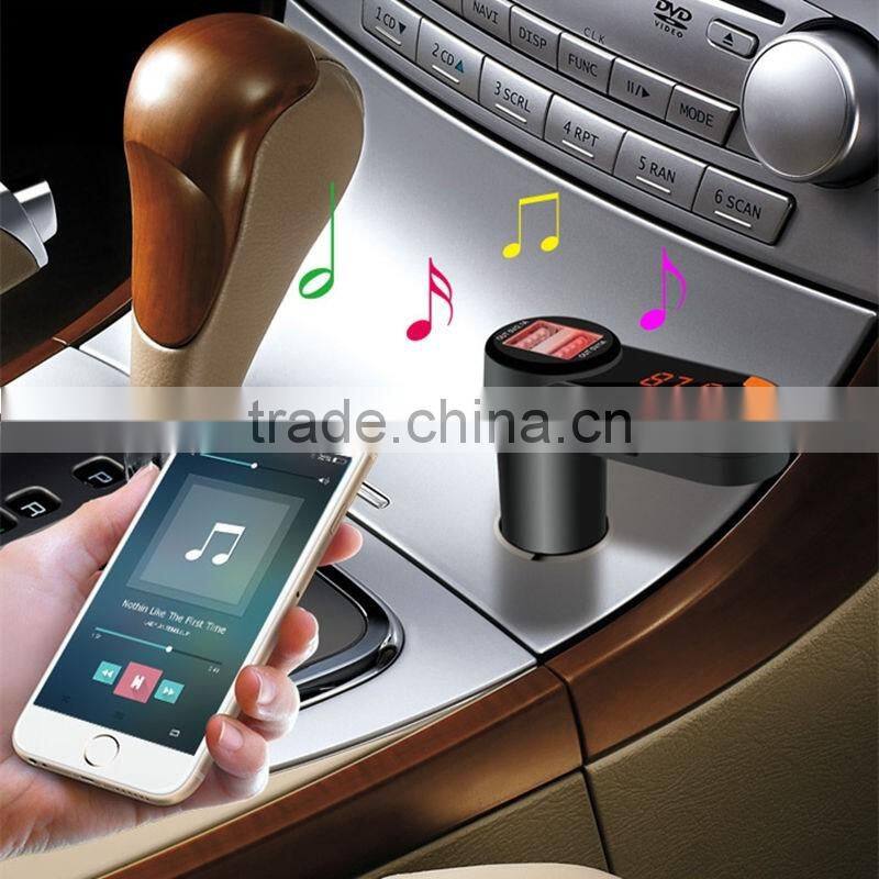 2016 hot mini LED Display Bluetooth handsfree Car FM Transmitter MP3 Player with USB Car Charger