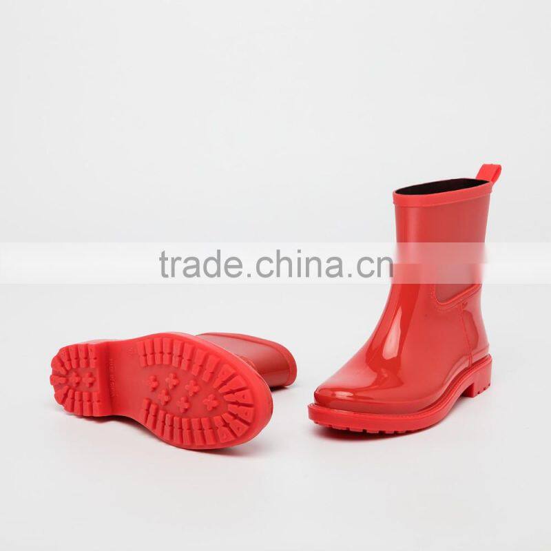 outdoor garden farm weeding use fashion waterproof antislip mid tube pure solid color soft PVC gum boots rain waterproof shoes