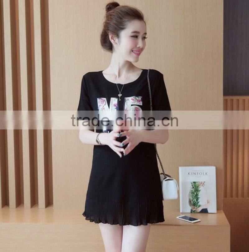Plus size good quality fashion new arrival printed women t shirts and girl T-shirt dresses