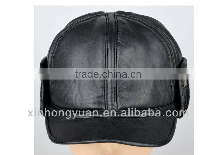 custom winter leather hats with earflaps for men