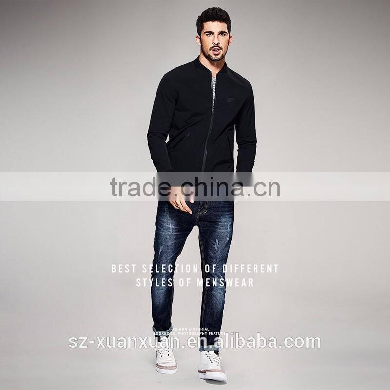 Wholesale casual jacket black slim ployester jacket for men