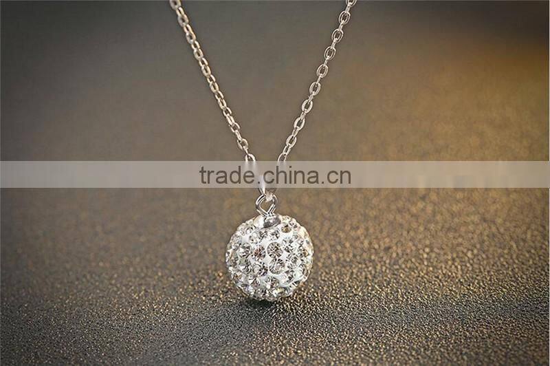 925 sterling silver fresh rhodium plated ball shape pendant necklace