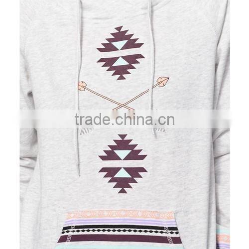 Fashion women grey print hoodie sweatshirt custom in Nangchang