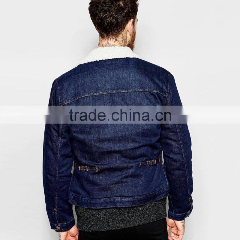 high quality men clothing jacket denim with fleece collar bulk whloesale