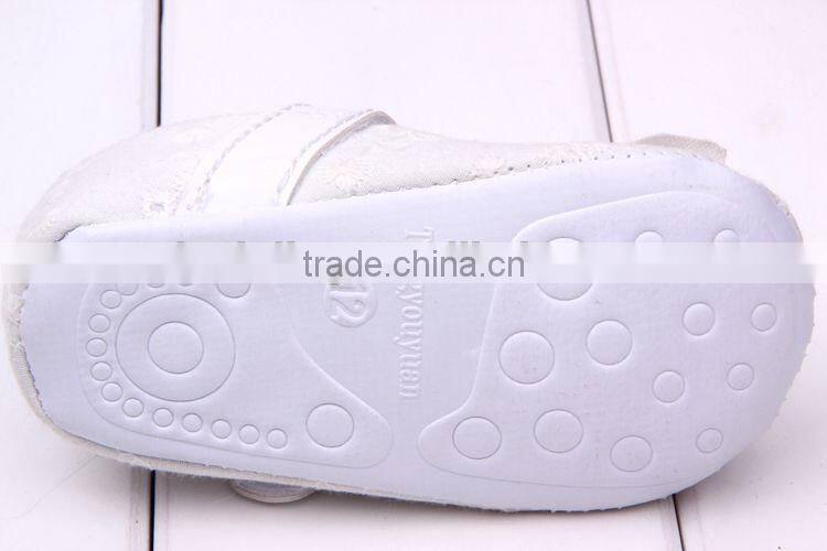 100% cotton white baby shoe with white bow wholesale kids shoes infant walking shoes baby walker