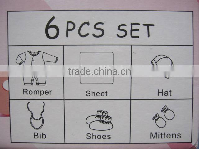 Wholesale Lovely Style 6pcs Newborn Baby Gift Set Comfortable Baby Clothes