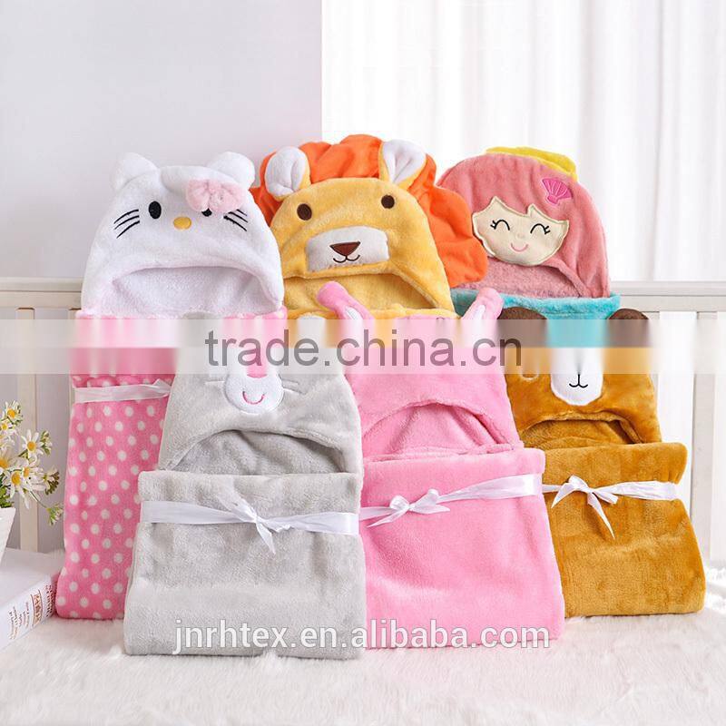 Trade assurance flannel soft hooded baby bath towel