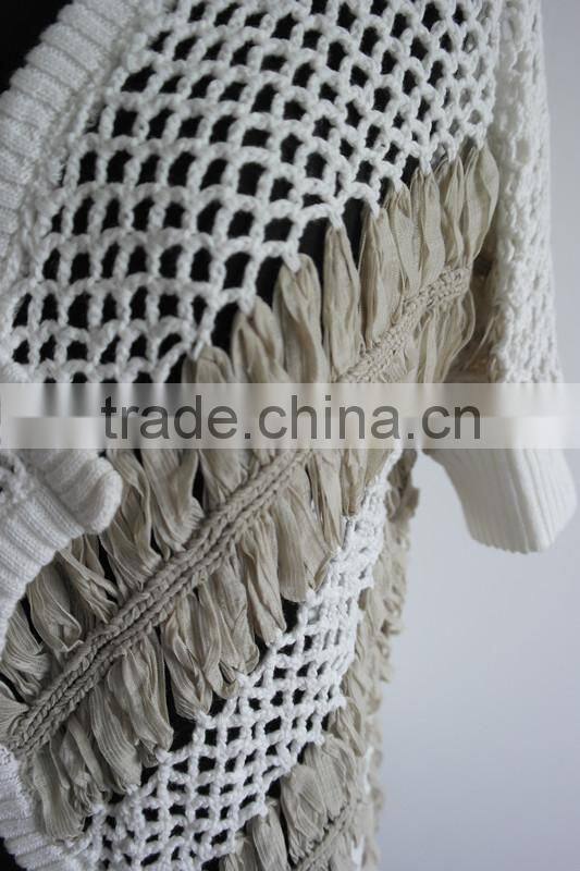 Fashion ladies short sleeve hand crochet cardigan sweaters