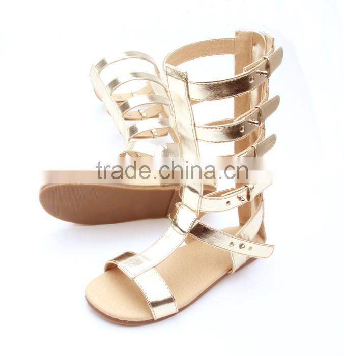 Hot selling summer roman sandal fanshion genuine leather shoes
