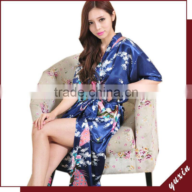 15 Colors Factory wholesale plus size peacock women robe sleepwear,nightgown silk robes RL1-00