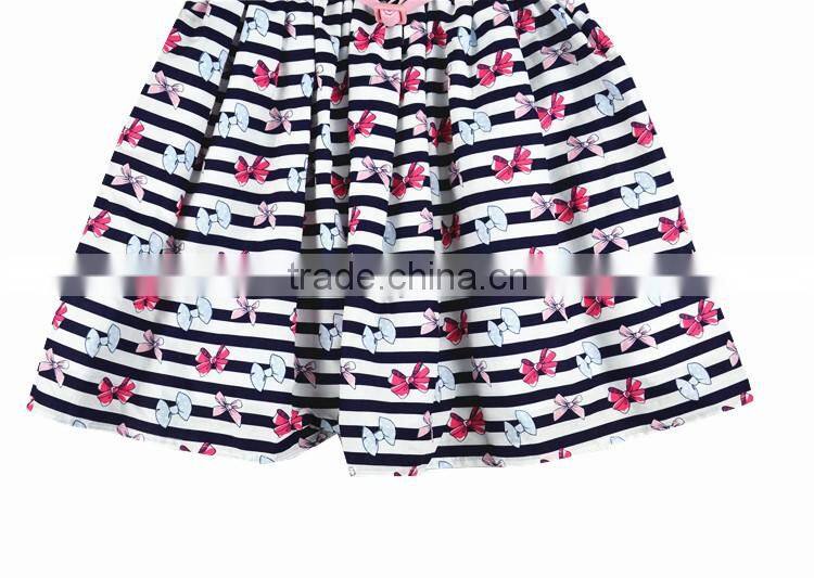 New classic stripes muti-layers summer latest fashion dresses with bow print