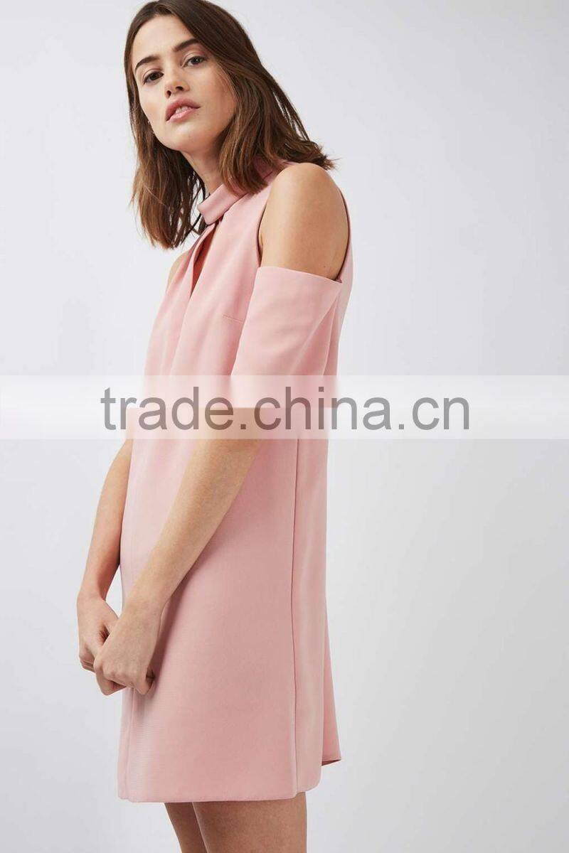 Cold Shoulder Funnel Neck Dress