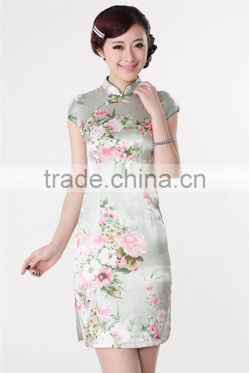 Womens satin printed classic dresses