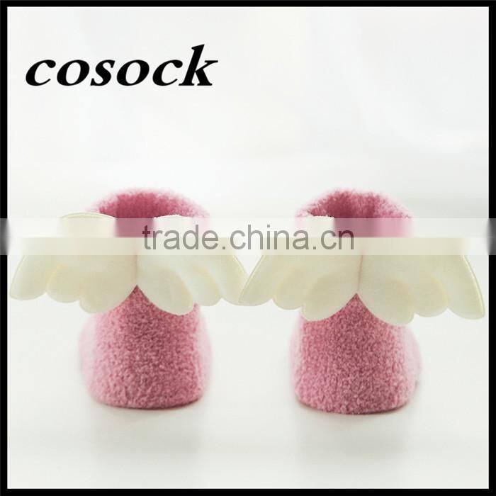 Rainbow color baby clothes little angel fuzzy non-slip socks for newborn infant