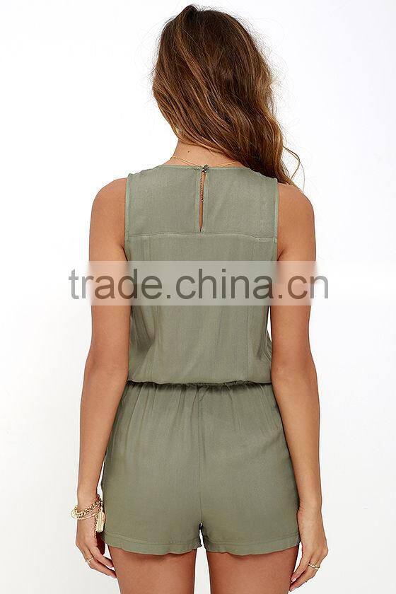 Guangzhou Supplier Fashion green sexy summer rompers jumpsuits women 2017