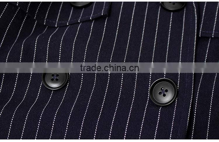 2016 latest designs lady formal stripe winter women long coat