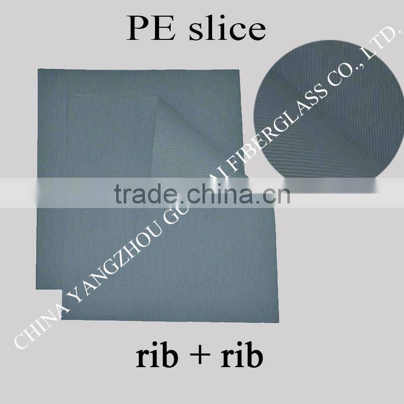 PE battery separator with mini rib on both sides