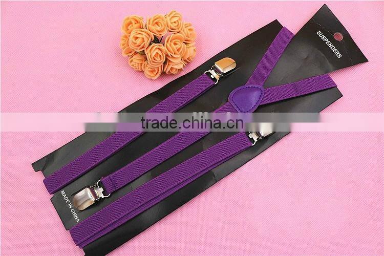 15 Colors 0.6 Inch Clip-on Suspenders Elastic Y-Shape Adjustable Braces