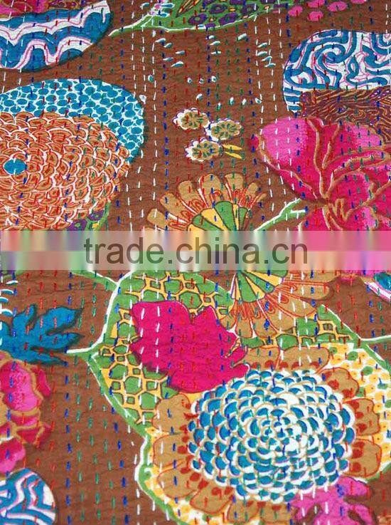 ELEPHANT PRINTS KANTHA QUILTS AND THROWS